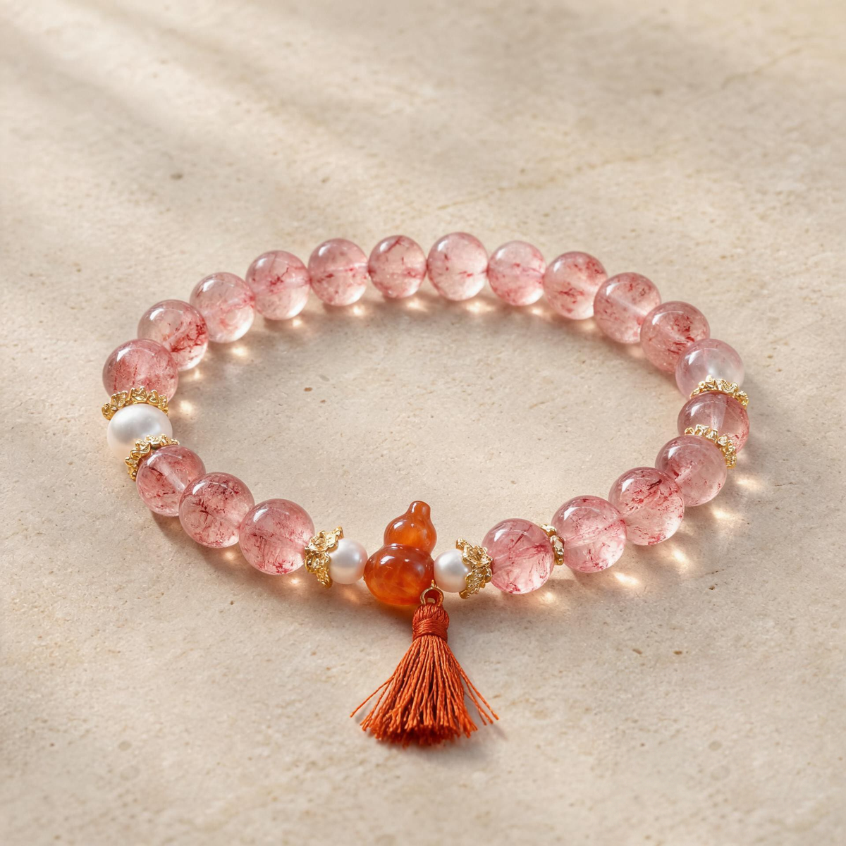 Strawberry Quartz Gourd Bracelet