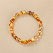 Top-down view of the golden tiger eye crystal bracelet